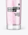 Matte Stick Sachet With Powder in a Hand & Water Glass Mockup