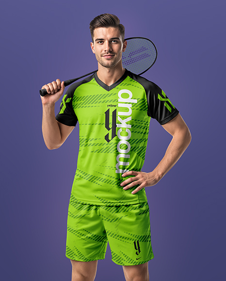 Man Wearing Badminton Uniform Mockup