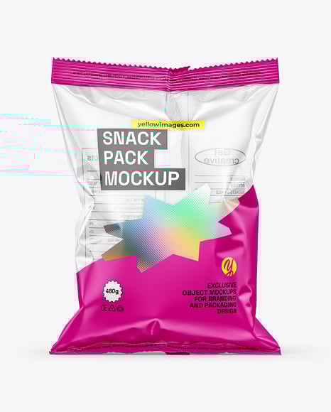 Transparent Clear Plastic Snack Bag Mockup