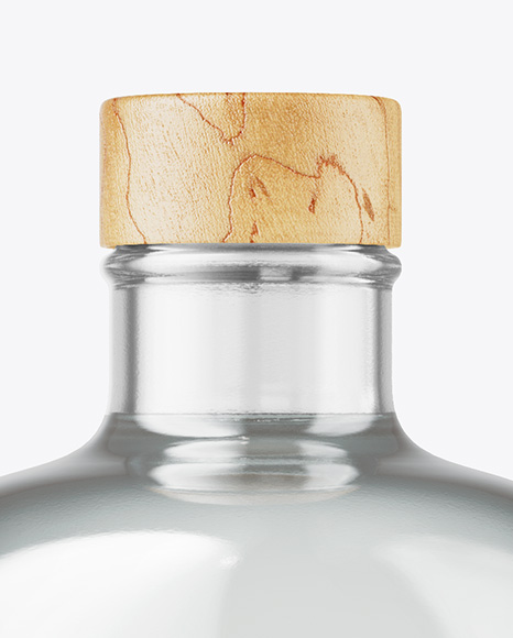 Dry Gin Bottle with Wooden Cap Mockup
