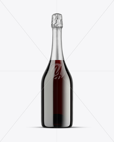 Green Glass Red Champagne Bottle Mockup