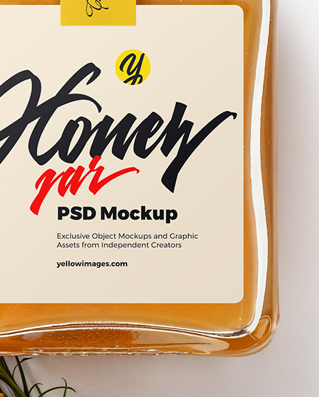 Square Jar with Wildflower Honey Mockup