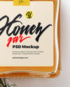 Square Jar with Wildflower Honey Mockup