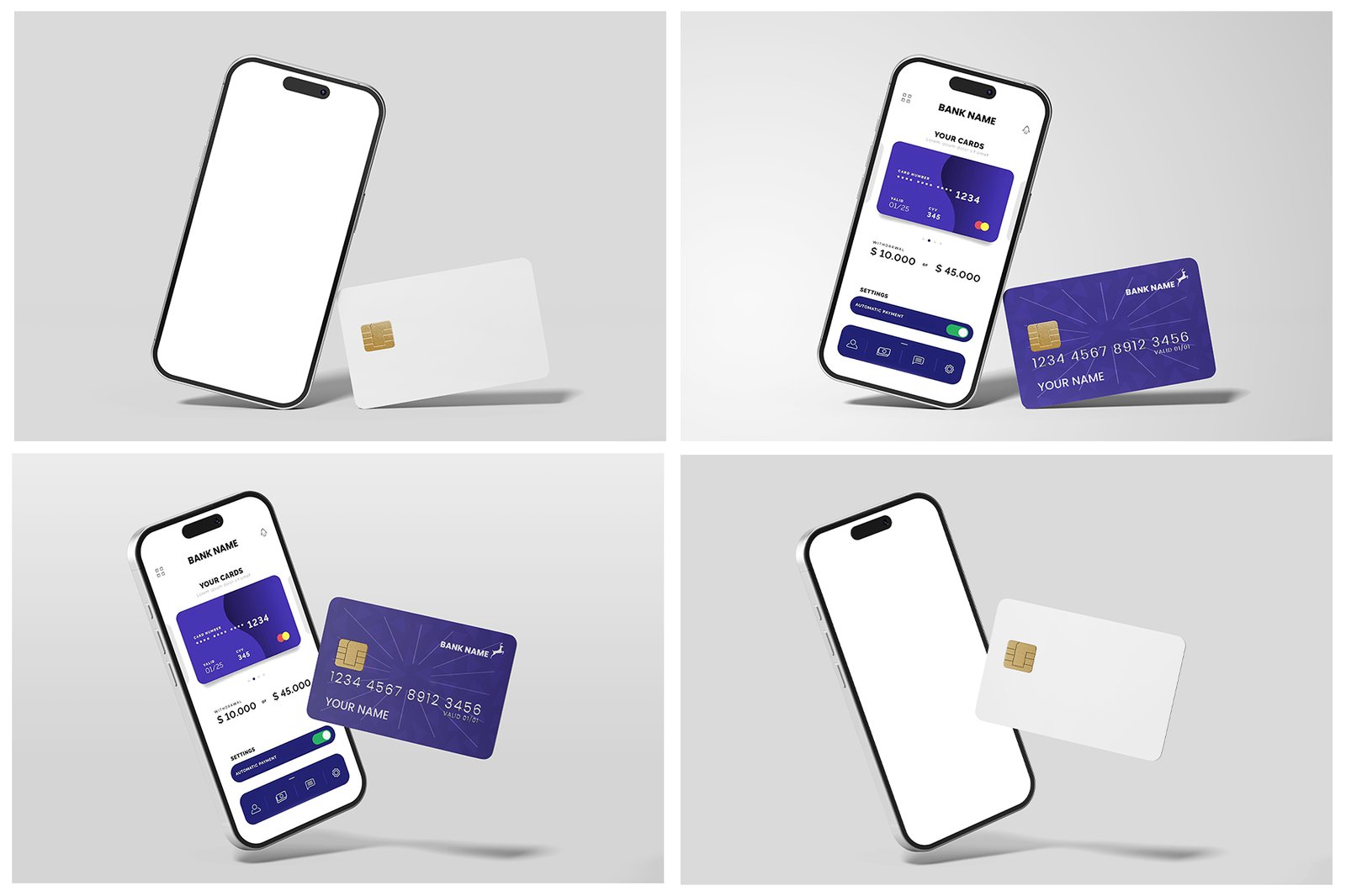 ATM Bank Card with iPhone 16 Mockup Set