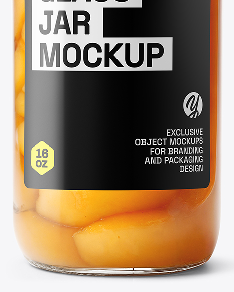 Clear Glass Jar with Canned Peach Mockup