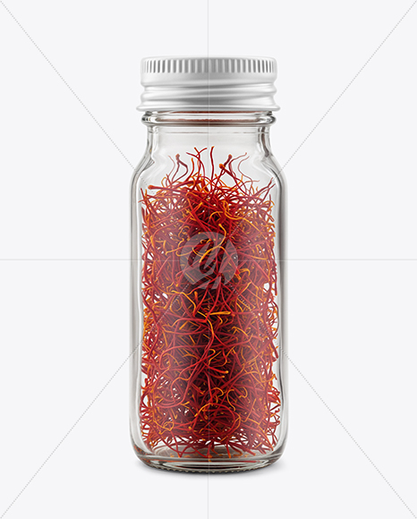 Small Glass Bottle with Saffron Threads Mockup