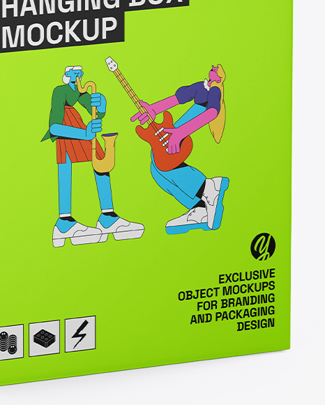 Paper Hanging Box Mockup – Half Side View