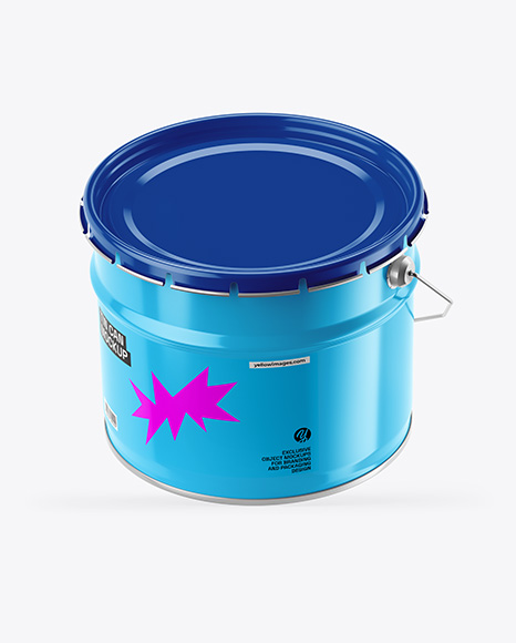 Glossy Tin Can w Metallic Handle Mockup
