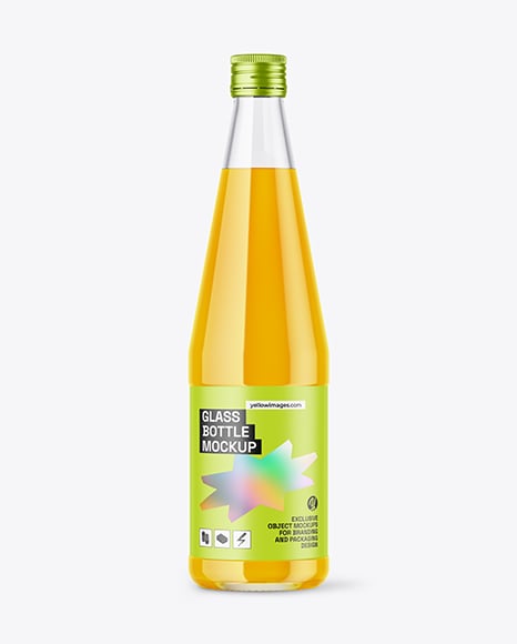 Clear Glass Bottle With Orange Juice Mockup