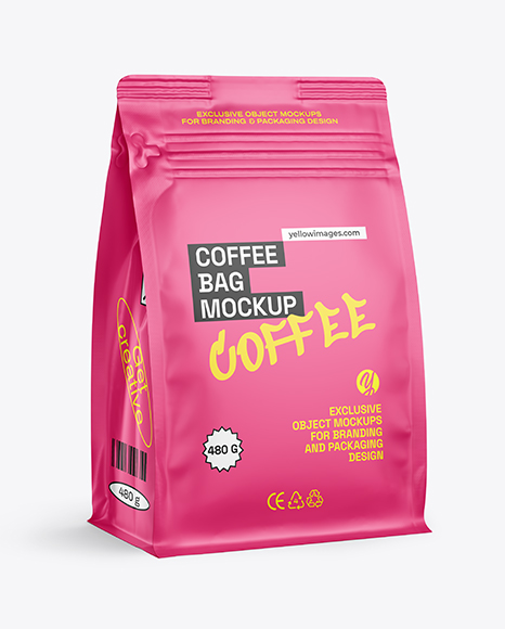 Matte Coffee Bag Mockup - Half Side view