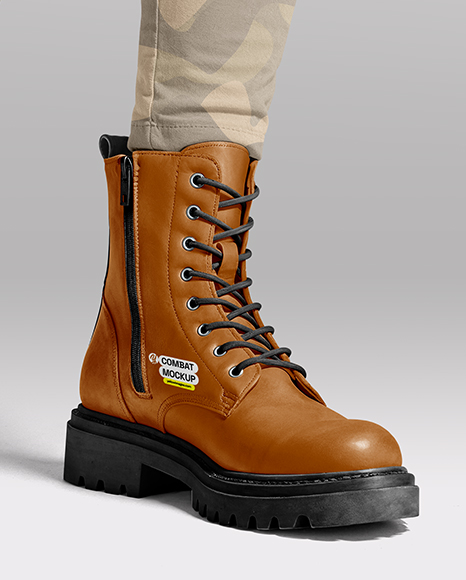 Combat Boots on Women's Legs with Leggings Mockup