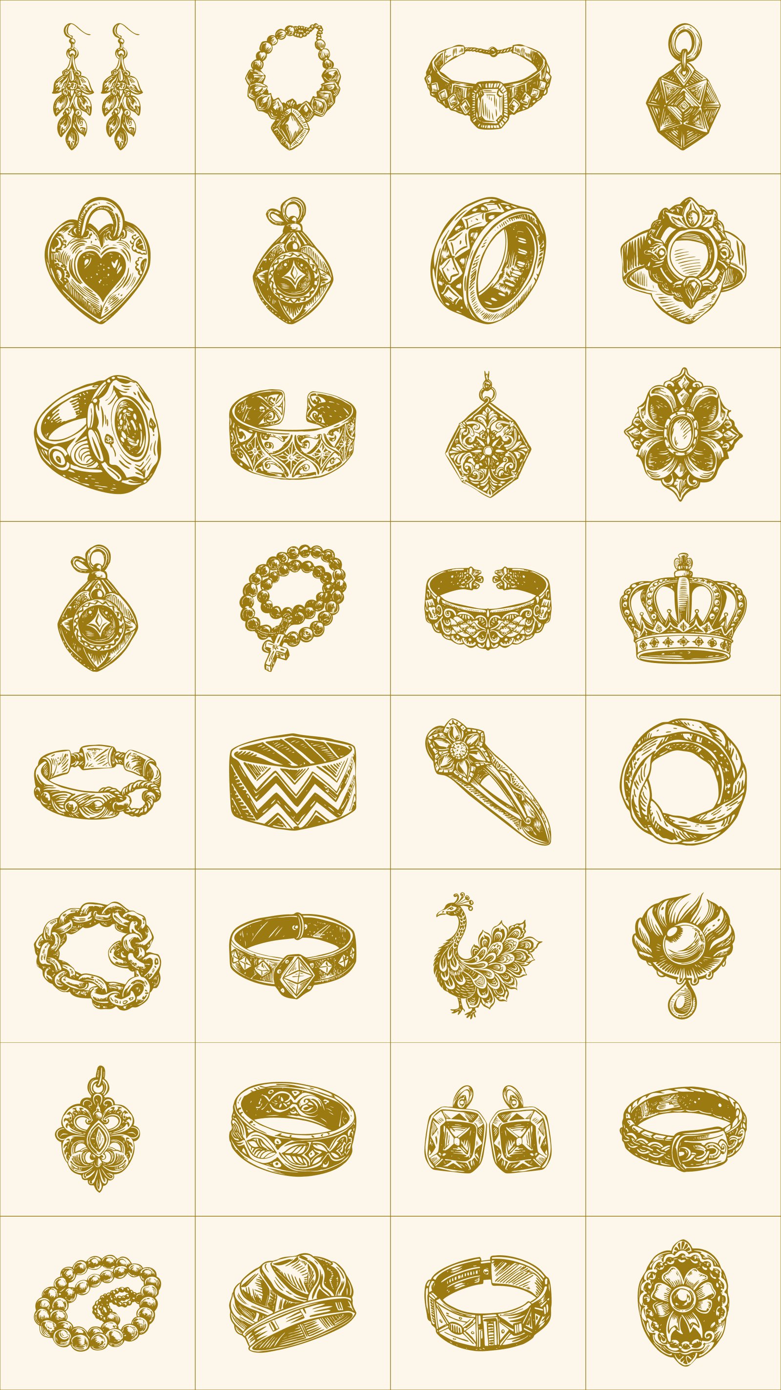 Vintage Jewellery Illustration Set