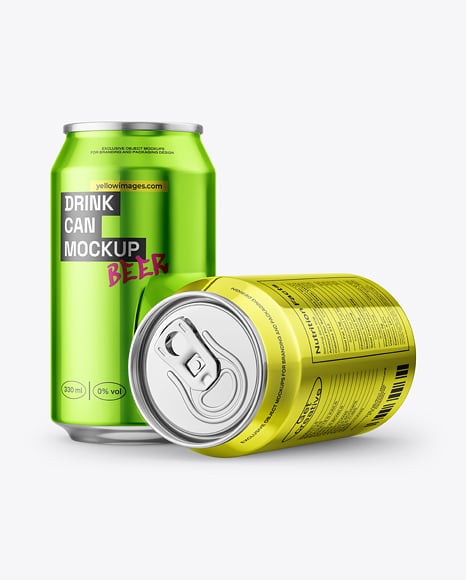 330ml Metallic Drink Can Mockup