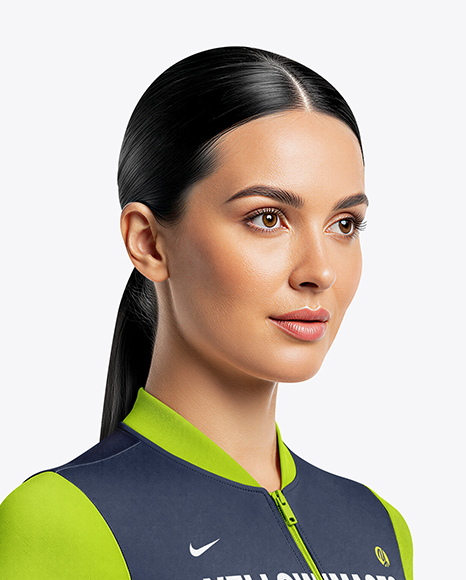 Woman Wearing Cycling Jersey and Bib Shorts Mockup