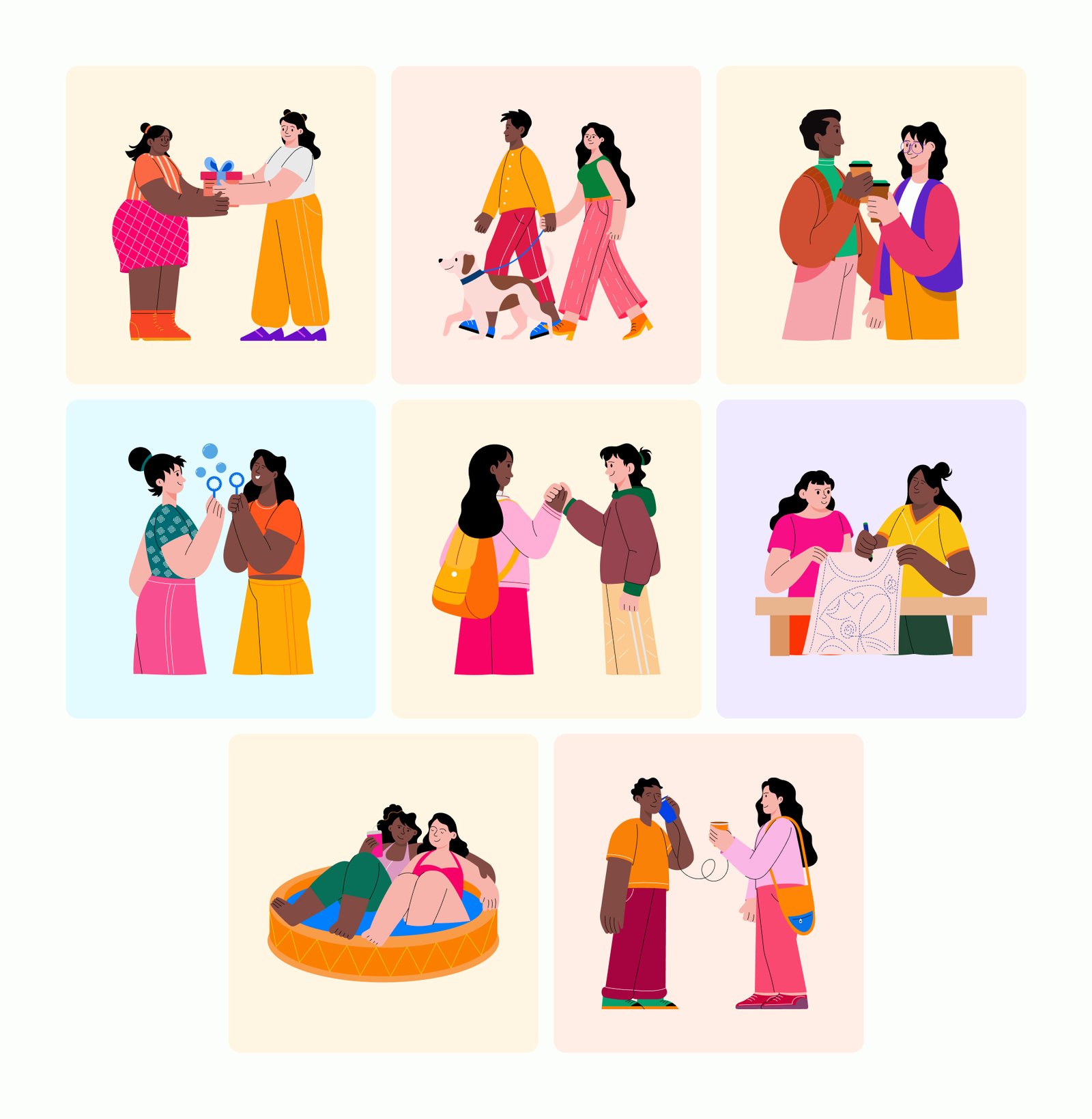 Friends Illustration Art Set