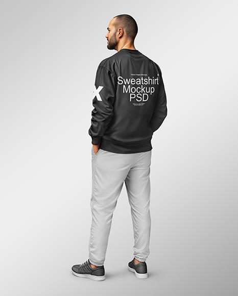Man Wearing a Sweatshirt and Pants Mockup