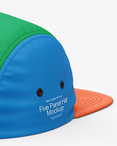 Five Panel Cap Mockup - Back Half Side View