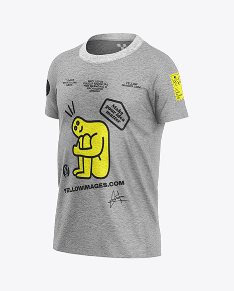 Kids Heather T-Shirt Mockup - Half Side View - Realistic t shirt mockup