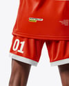 Female Basketball Player Wearing Jersey and Shorts Mockup