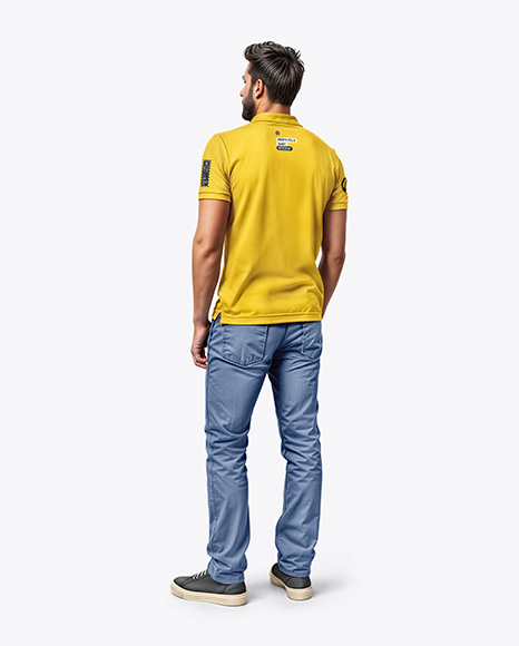 Man Wearing Polo Shirt and Jeans Mockup - Mens+Polo+Mockup+FrontView+Download+Mens+Polo+Mockup+...
