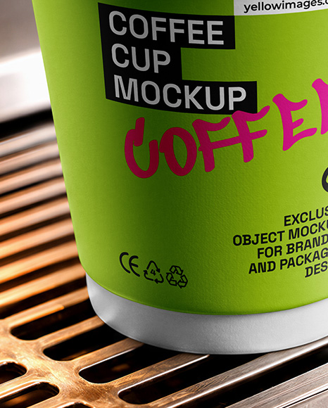 Paper Coffee Cup in Coffee Machine Mockup