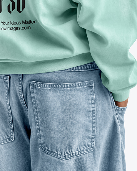 Black Man Wearing an Oversize Sweatshirt and Wide Jeans Mockup
