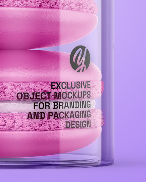 Clear Plastic Tube with Macaron Cookies Mockup