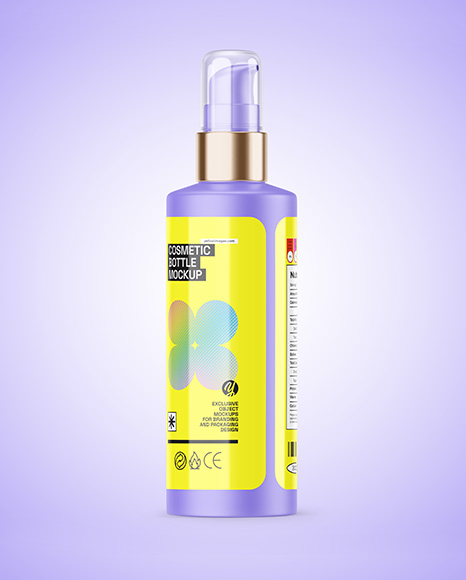 Matte Cosmetic Bottle with Pump Mockup