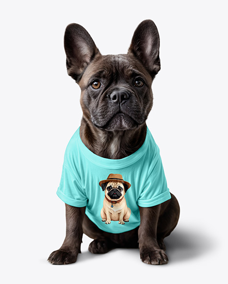 French Bulldog Wearing a T-Shirt Mockup