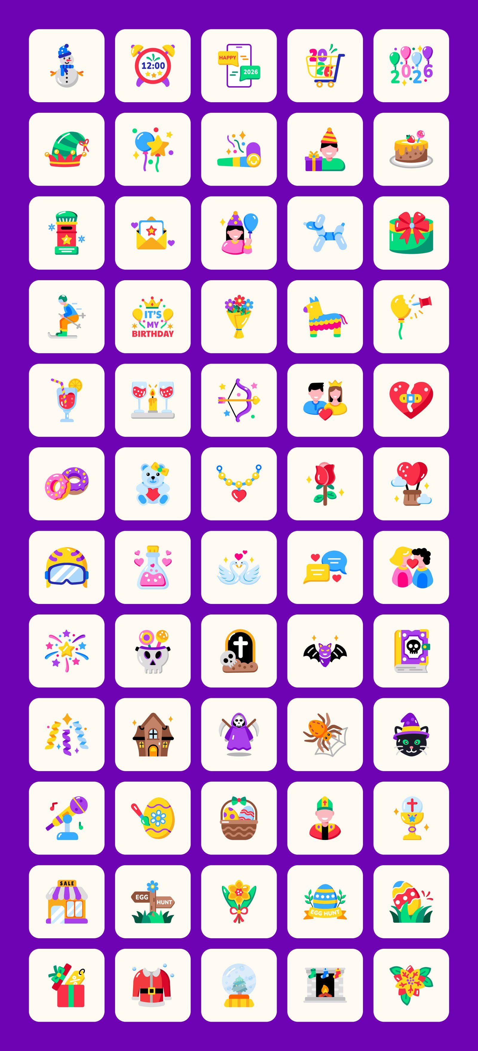 Joyful Holiday Icon Set