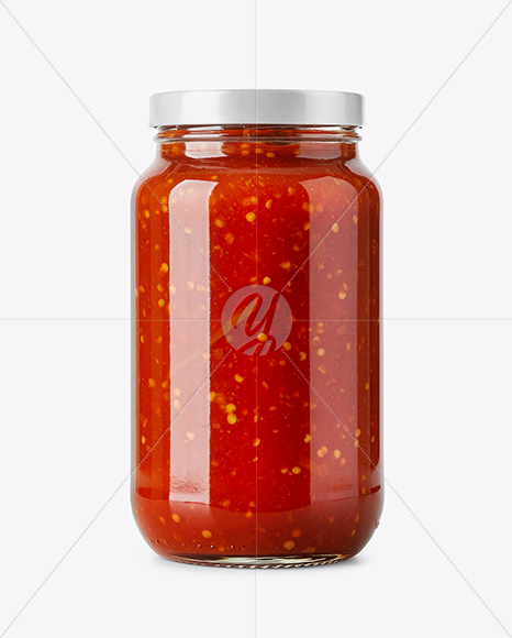 Glass Jar Filled Fermented Red Hot Pepper Sauce Mockup