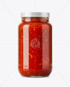 Glass Jar Filled Fermented Red Hot Pepper Sauce Mockup