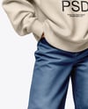 Black Woman Wearing an Oversize Sweatshirt and Jeans Mockup