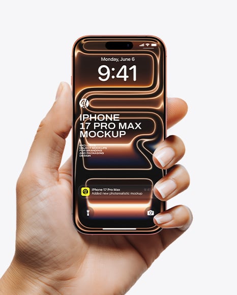 iPhone 17 Pro Max Cosmic Orange in a Hand Mockup - Iphone x mockup