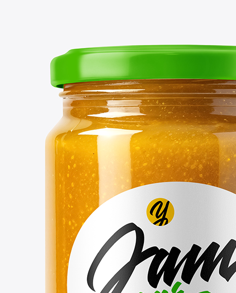 Glass Jar with Yellow Fig Jam Mockup