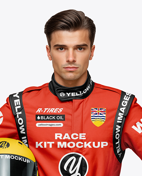 Man Wearing Full Racing Kit Mockup