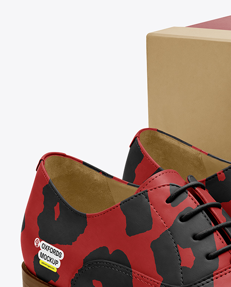 Pair of Women's Oxford Shoes with Box Mockup