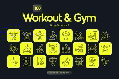 Workout and Gym Icon Set