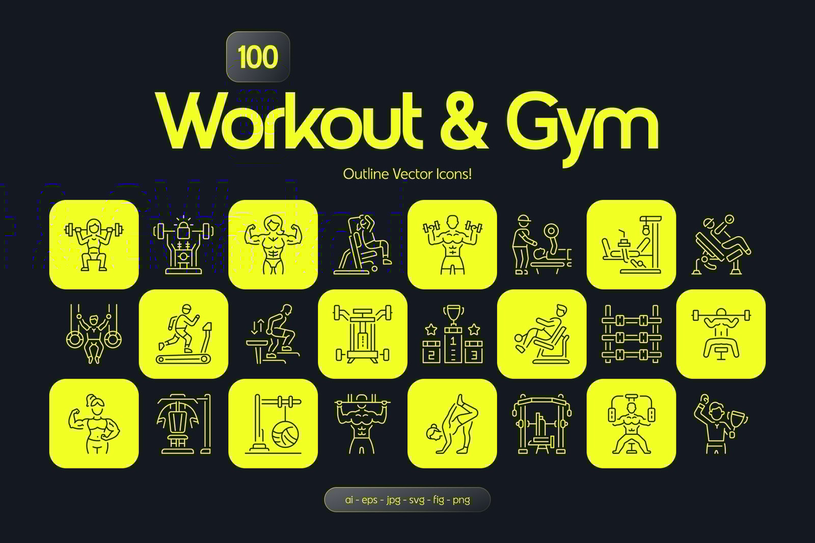 Workout and Gym Icon Set