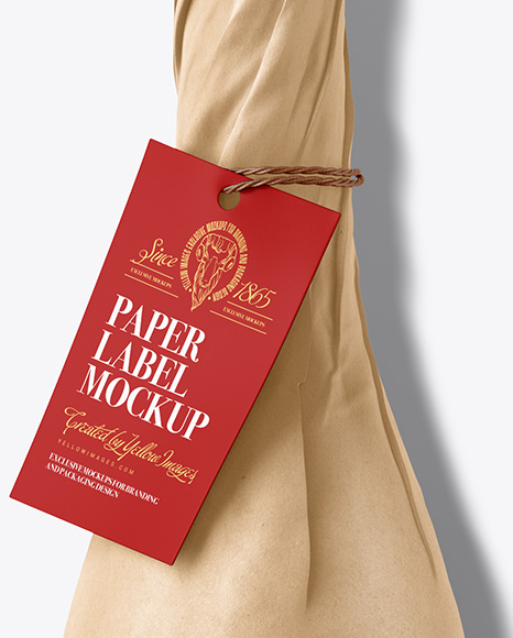 Wine Bottle in Kraft Paper Wrap Mockup