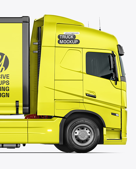 Semi Trailer Truck Mockup - Side View