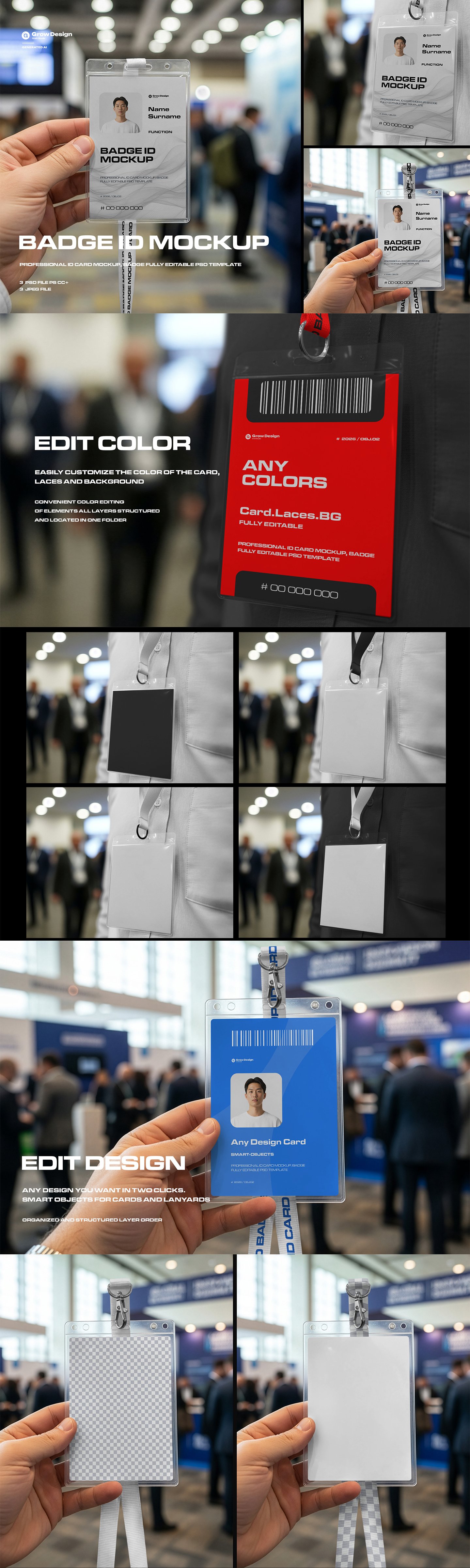 3 ID Card Badge Mockups. Vol.02.