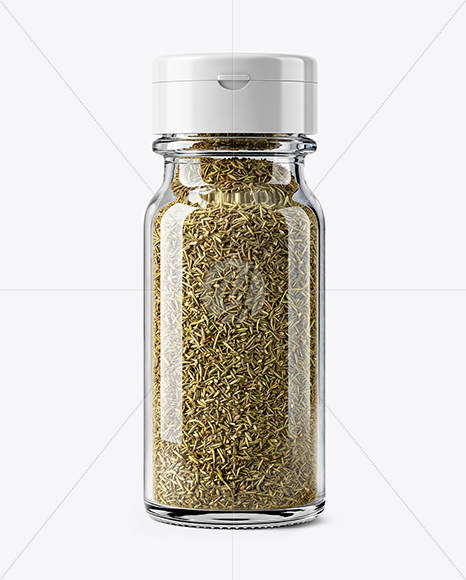 Glass Spice Jar with Thyme Mockup