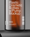 Amber Cosmetic Bottles with Pump Cap Mockup