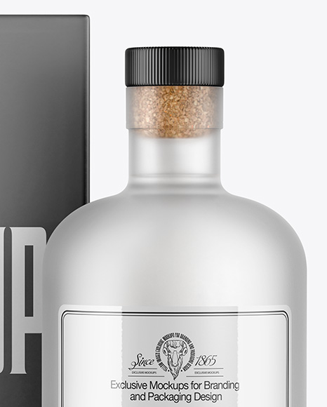 Frosted Glass Bottle with Box Mockup
