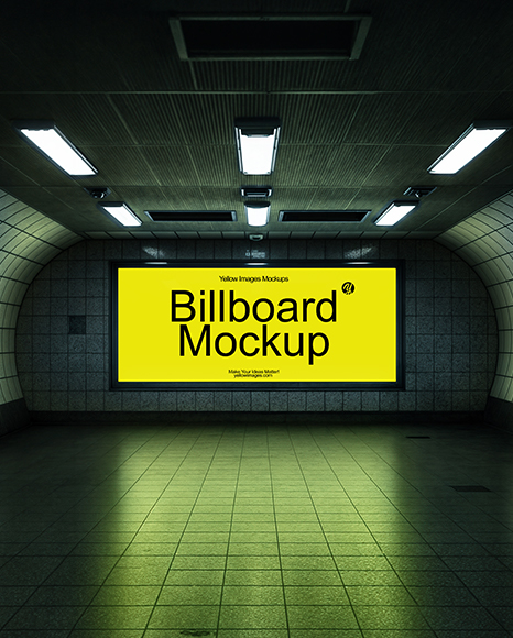 Billboard in Underground Passage Mockup