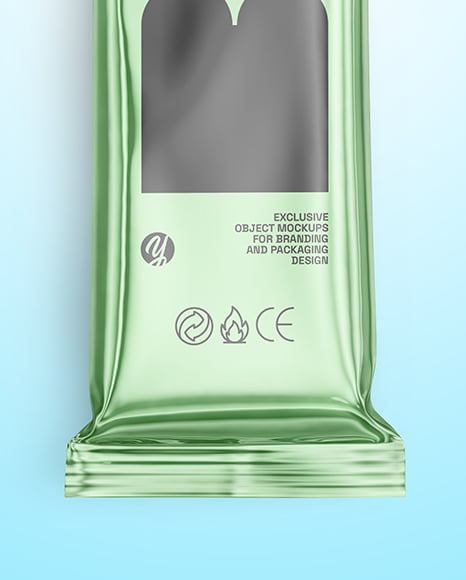 Glossy Metallic Snack Package Mockup