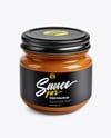 Glass Jar with Caramel Sauce Mockup