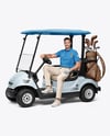 Man Wearing Polo and Chinos on Golf Cart Mockup