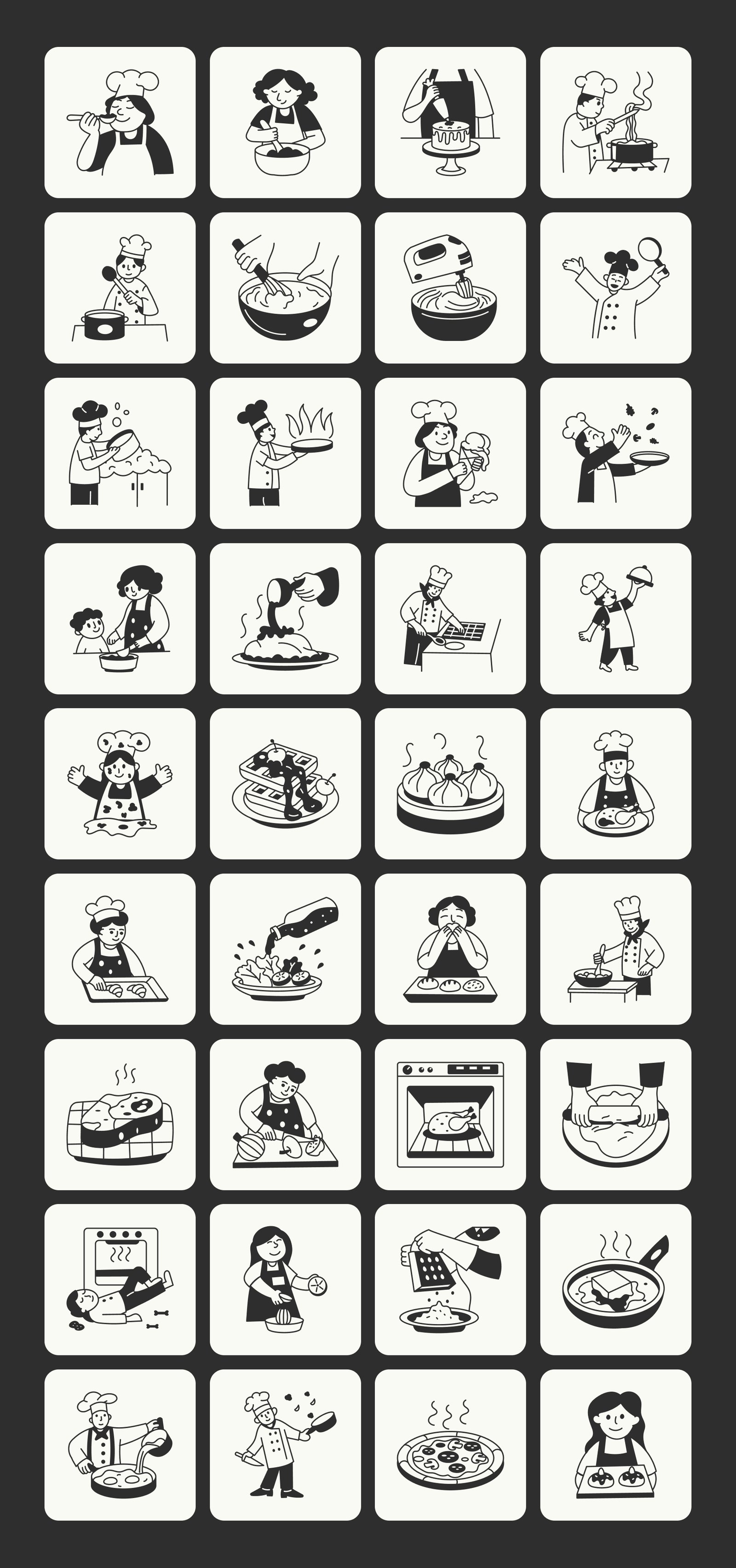 Cooking and Baking Doodle Icons